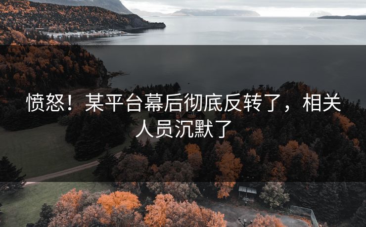 愤怒！某平台幕后彻底反转了，相关人员沉默了